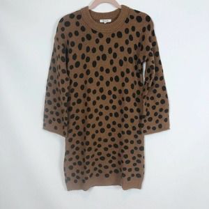 Madewell Cheetah Print Wool Blend Sweater Dress